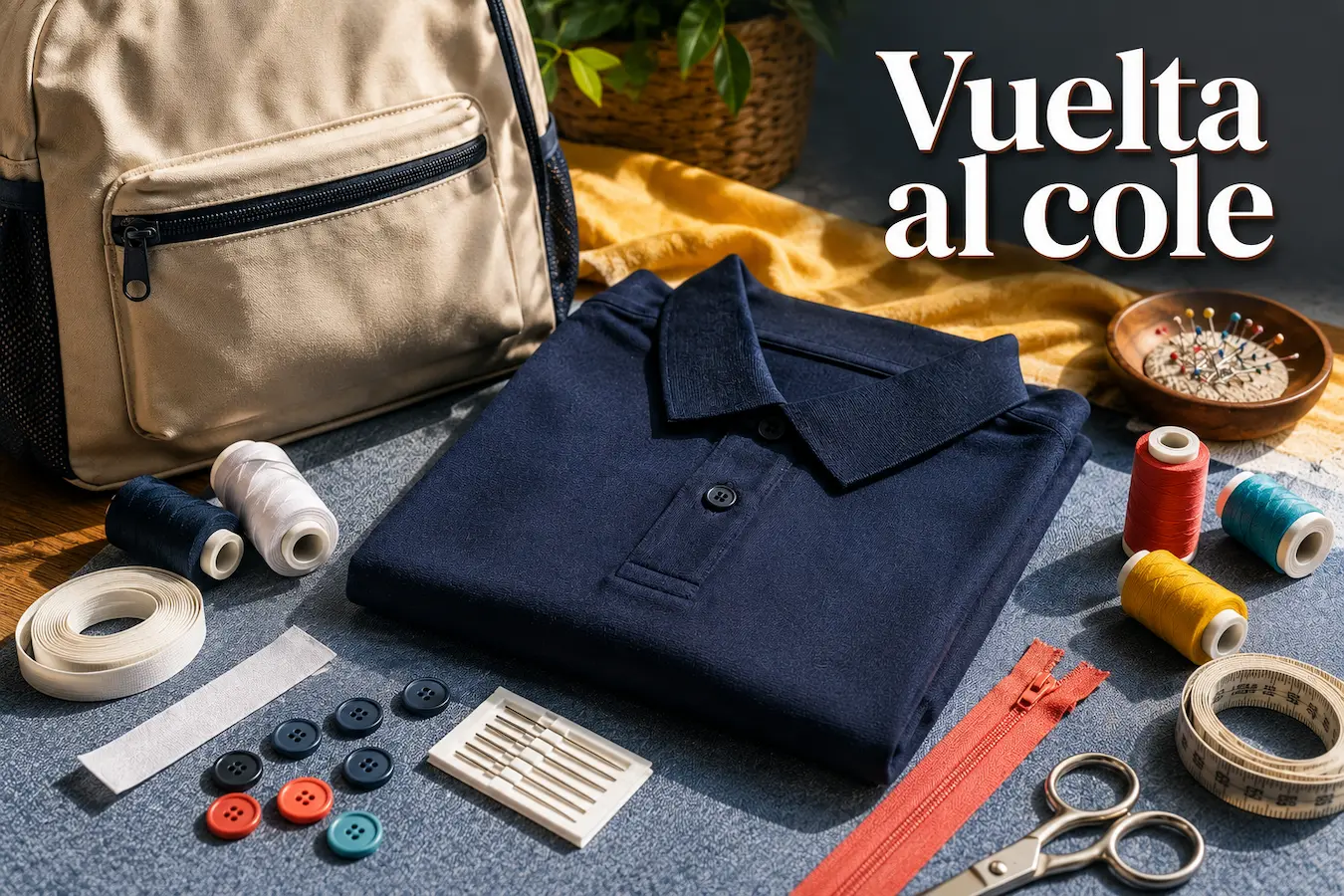 Materiales de costura para uniformes y mochilas en la vuelta al cole 2026